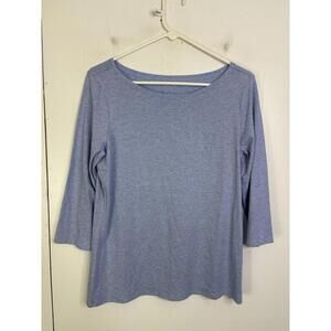 Garnet Hill Top Womens Medium Organic Cotton Sustainable Wide Neck Light Blue